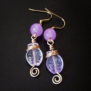 Soft Feminine Lilac Hues! Mermaid Approved! Unique Beaded Fish Dangle Earrings